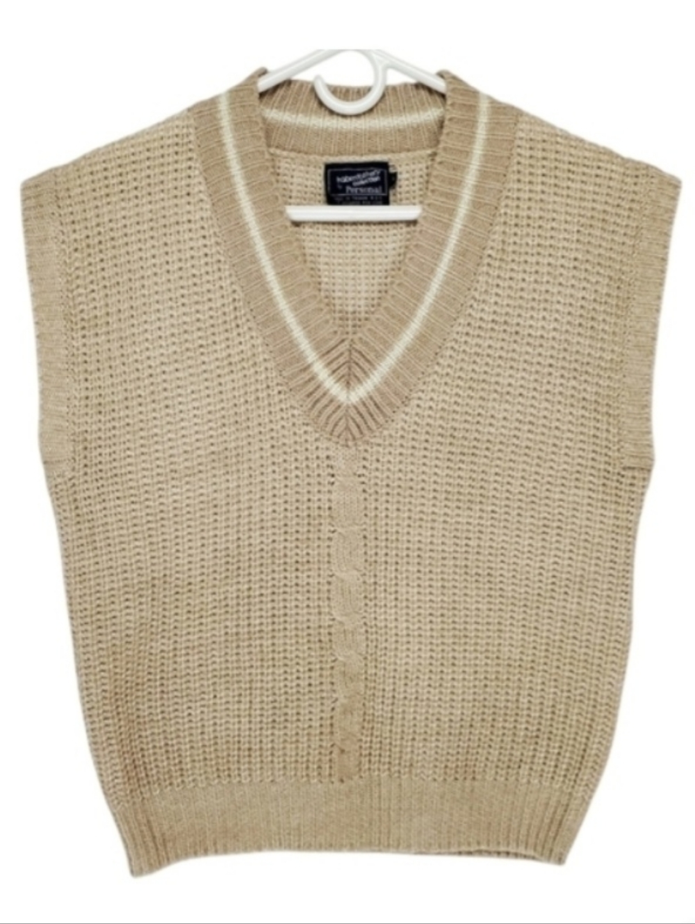 7045 * Vintage Haberdashery Collection V-Neck Pullover Sweater Vest Tan Size L